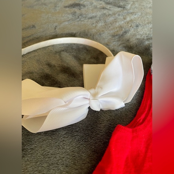 Bundle of3:red top+navy leggings+white headband(has a stain as pictured)size 18M - Picture 7 of 8